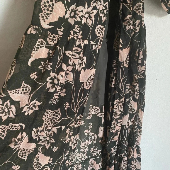 Elan Cosmo Floral Napa Print Ruffle Tiered Wrap Sweeping Maxi Coquette Dress S - Picture 11 of 16